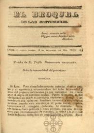 Portada:El Broquel de las Costumbres. Tomo I, núm. 19, sábado 13 de septiembre de 1834
