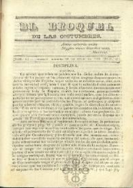 Portada:El Broquel de las Costumbres. Tomo I, núm. 48, domingo 11 de enero de 1835