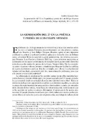 Portada:La generación del 27 en la poética y poesía de Luis Felipe Vivanco / Andrés Romarís Pais