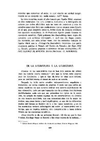 Portada:De la literatura a la literatura / Hortensia Campanella