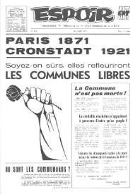 Portada:Espoir : Organe de la VIª Union régionale de la C.N.T.F. Num. 478, 28 mars 1971
