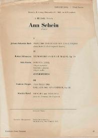 Portada:S. Hurok presents Ann Schein, pianist