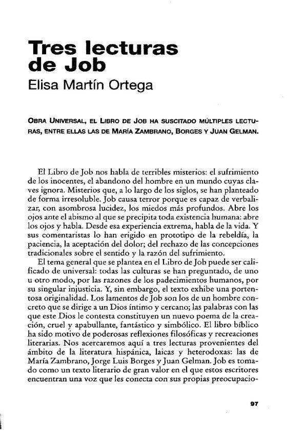 Tres lecturas de Job / Elisa Martín Ortega | Biblioteca Virtual Miguel de Cervantes