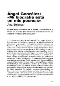 Ángel González: "Mi biografía está en mis poemas" / Ana Solanes | Biblioteca Virtual Miguel de Cervantes