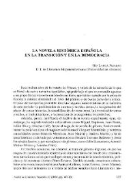 Portada:La novela histórica española en la transición y en la democracia / Mar Langa Pizarro