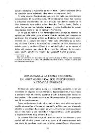 Una ojeada a la poesía concreta en Hispanoamérica, dos precursores y escasos epígonos / Mireya Camurati | Biblioteca Virtual Miguel de Cervantes