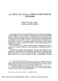 La "Fábula de Vulcano y Minerva" del conde de Rebolledo / Rafael González Cañal | Biblioteca Virtual Miguel de Cervantes