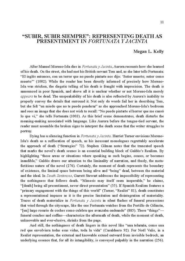 "Subir, subir siempre": Representing Death as Presentiment in "Fortunata y Jacinta" / Megan L. Kelly | Biblioteca Virtual Miguel de Cervantes