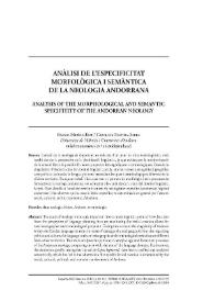 Portada:Anàlisi de l’especificitat morfològica i semàntica de la neologia andorrana / Rafael Muñoz-Espí, Carolina Bastida-Serra