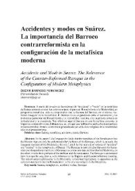 Portada:Accidentes y modos en Suárez. La importancia del barroco contrarreformista en la configuración de la metafísica moderna / Óscar Barroso Fernández