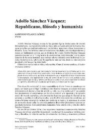 Adolfo Sánchez Vázquez: republicano, filósofo y humanista / Ambrosio Velasco Gómez | Biblioteca Virtual Miguel de Cervantes