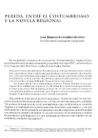 Portada:Pereda, entre el costumbrismo y la novela regional / José Manuel González Herrán