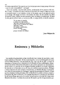 Eminescu y Hölderlin / Jorge Uscatescu | Biblioteca Virtual Miguel de Cervantes