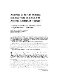 Portada:Analítica de la vida humana: apuntes sobre la filosofía de Antonio Rodríguez Huéscar / José Emilio Esteban Enguita