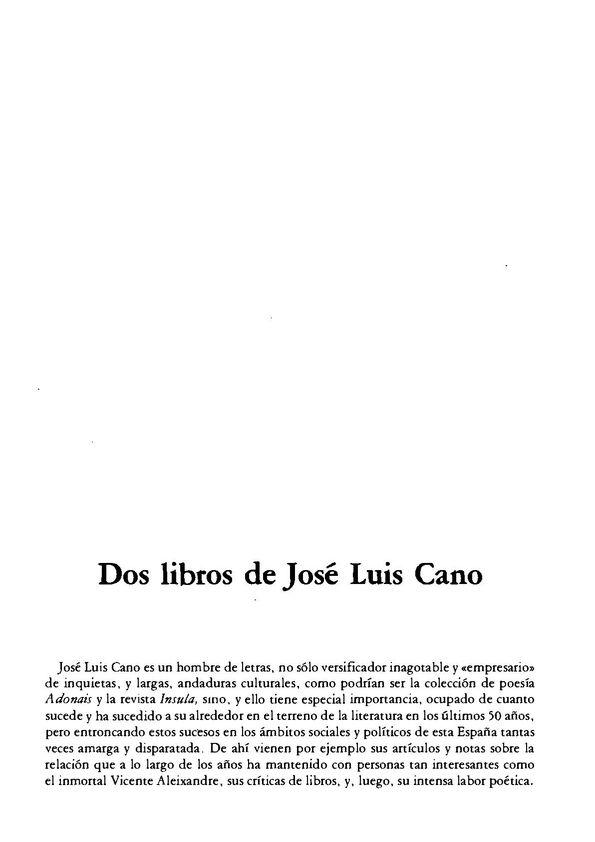 Dos libros de José Luis Cano / Manuel Quiroga | Biblioteca Virtual Miguel de Cervantes