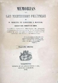 Memorias de las vicisitudes políticas de D. Mariano Cabrerizo y Bascuas | Biblioteca Virtual Miguel de Cervantes