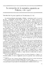 Portada:La recepción de la narrativa española en Polonia, 1781-1918 / Kazimierz Sabik