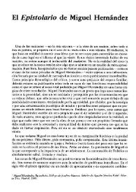 Portada:El \"Epistolario\" de Miguel Hernández / José Gerardo Manrique de Lara