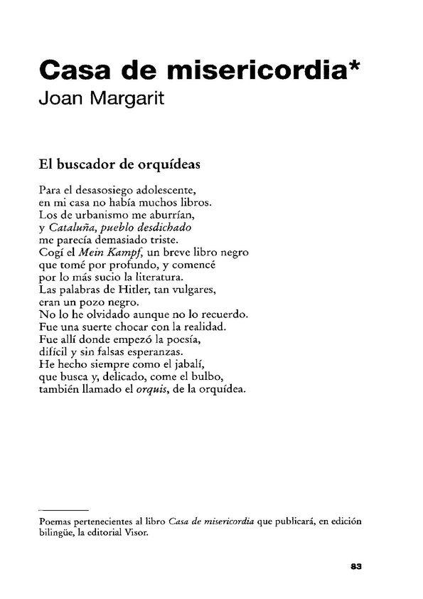 Casa de misericordia / Joan Margarit | Biblioteca Virtual Miguel de Cervantes