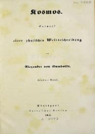 Portada:Kosmos. Entwurf einer physischen Weltbeschreibung. Fünfter band / von Alexander von Humboldt