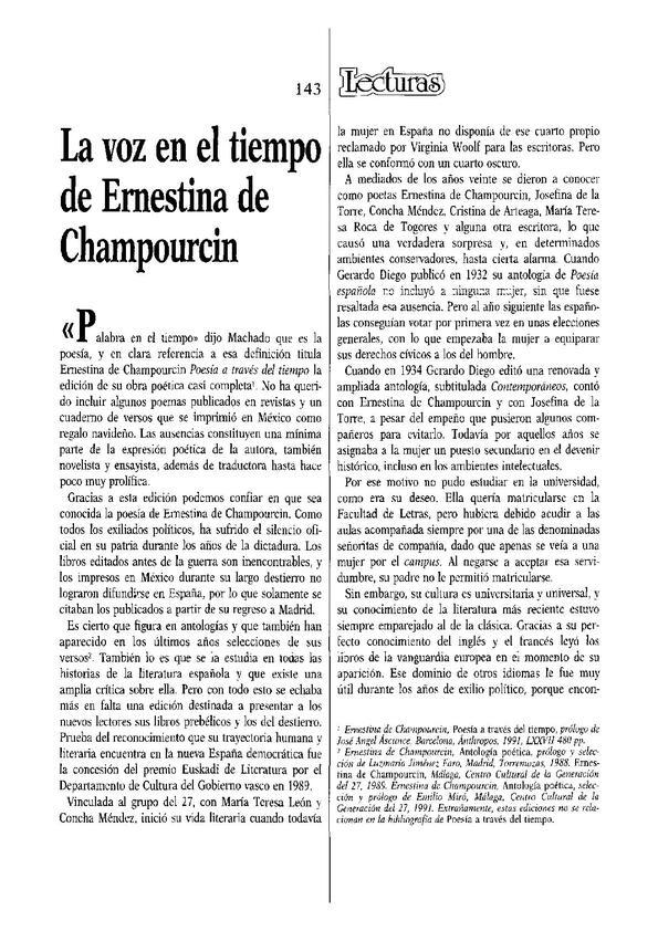 La voz en el tiempo de Ernestina de Champourcin / Arturo del Villar | Biblioteca Virtual Miguel de Cervantes