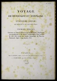 Portada:Voyage de Humboldt et Bonpland. Quatrième partie. Astronomie et magnétisme. Premier Volume / par Al. de Humboldt