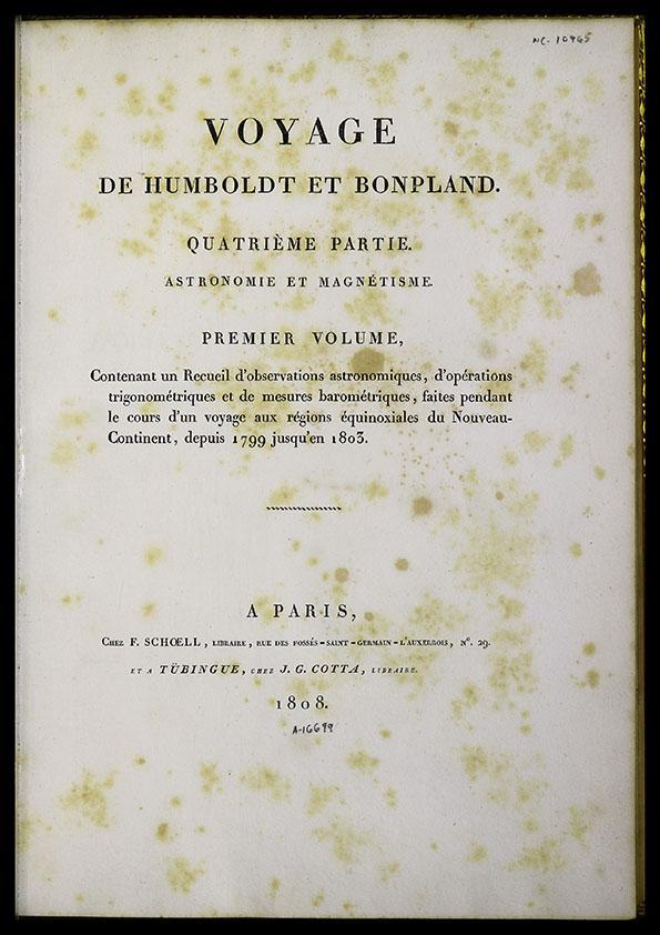 Voyage de Humboldt et Bonpland. Quatrième partie. Astronomie et magnétisme. Premier Volume / par Al. de Humboldt | Biblioteca Virtual Miguel de Cervantes