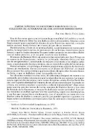 Portada:Cartas inéditas de escritores españoles en la colección de autógrafos de don Antonio Romero Ortiz / Ana María Freire López