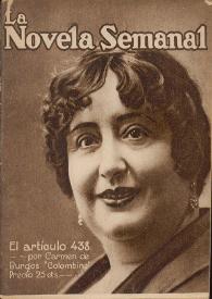 Portada:El artículo 438 : novela / de Carmen de Burgos \"Colombine\" ; ilustraciones de Salvador Bartolozzi