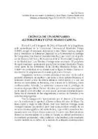 Portada:Crónica de un seminario: \"Literatura y Cine: Mario Camus\" / Iria Pin Moros