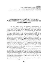 Leopoldo Alas "Clarín", en la prensa vallisoletana: las colaboraciones en "La Opinión" (1892-1901) / Jesús Rubio | Biblioteca Virtual Miguel de Cervantes