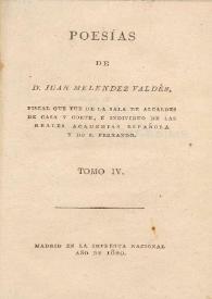 Portada:Poesías de Juan Meléndez Valdés. Tomo IV
