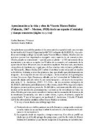 Portada:Aproximación a la vida y obra de Vicente Blasco Ibáñez (Valencia, 1867 - Menton, 1928) desde un espacio (Cataluña) y tiempo concretos (siglos XX y XXI) / Carles Bastons i Vivanco