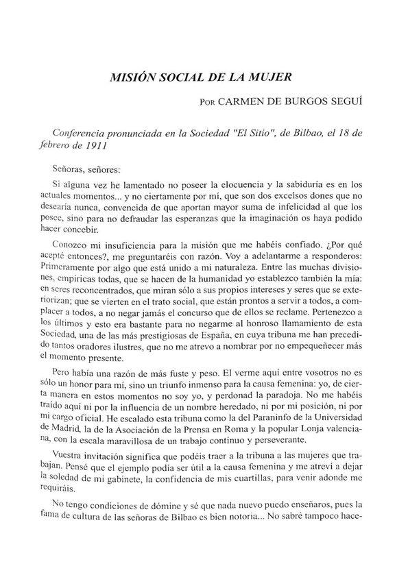 Misión social de la mujer / por Carmen de Burgos Seguí | Biblioteca Virtual Miguel de Cervantes