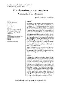 Portada:El posthumanismo no es un humanismo / Antonio Enrique Pérez Luño