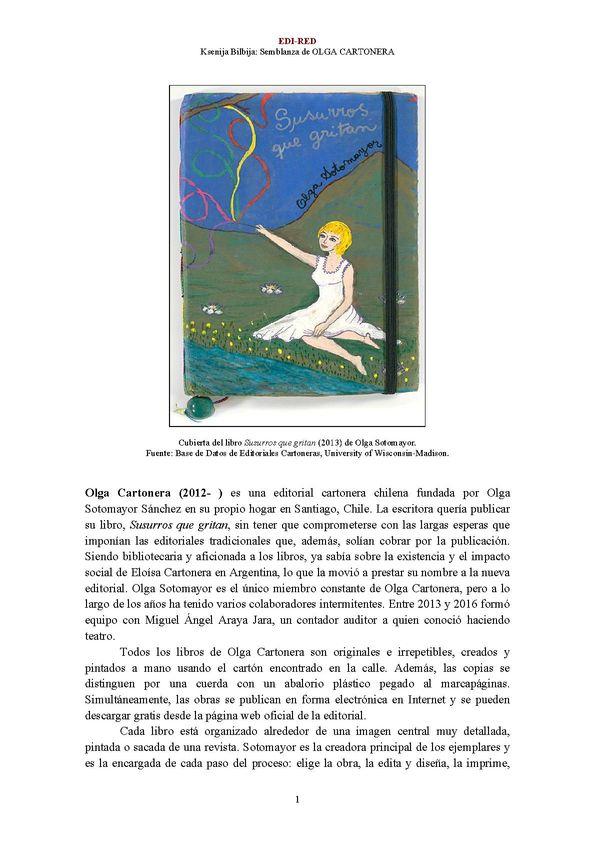 Olga Cartonera [Editorial] (2012-  ) [Semblanza] / Ksenija Bilbija | Biblioteca Virtual Miguel de Cervantes