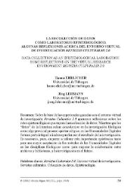 La recolección de datos como laboratorio epistemológico. Algunas reflexiones acerca del entorno virtual de investigación "Revistas Culturales 2.0" / Hanno Ehrlicher y Jörg Lehmann | Biblioteca Virtual Miguel de Cervantes