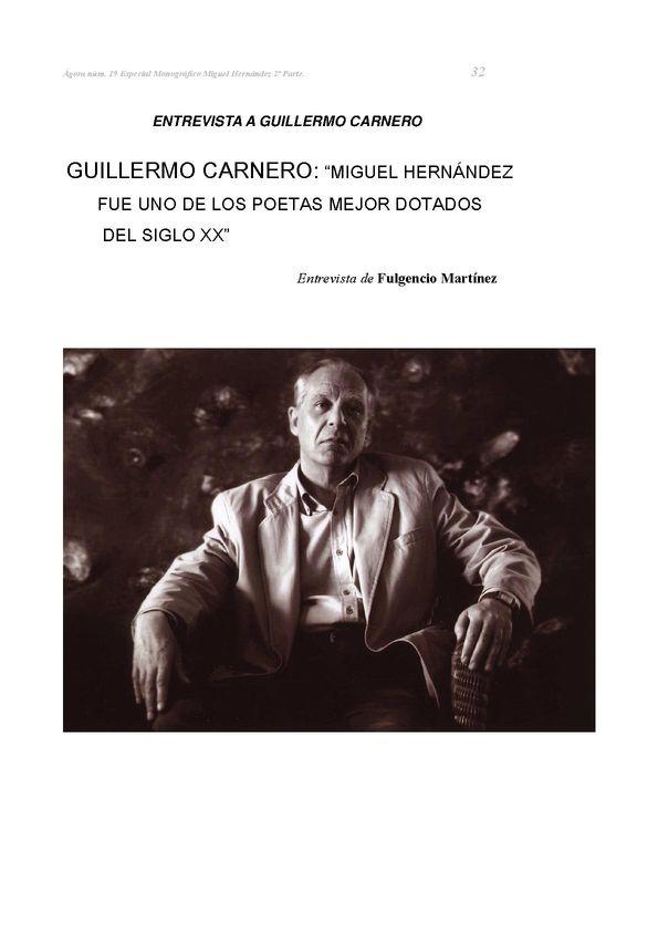 Guillermo Carnero: "Miguel Hernández fue uno de los poetas mejor dotados del siglo XX" / entrevista de Fulgencio Martínez | Biblioteca Virtual Miguel de Cervantes