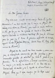 Carta de Vicente Aleixandre a Germán Vergara. Madrid, 14 de noviembre de 1941 | Biblioteca Virtual Miguel de Cervantes