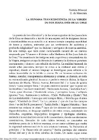 La humana transcendencia de la Virgen de Sor Juana Inés de la Cruz / Patrizia Micozzi | Biblioteca Virtual Miguel de Cervantes