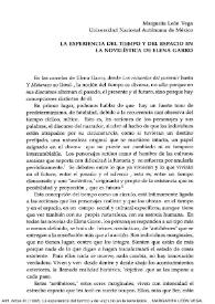 La experiencia del tiempo y del espacio en la novelística de Elena Garro / Margarita León Vega | Biblioteca Virtual Miguel de Cervantes