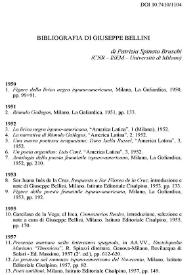 Bibliografia di Giuseppe Bellini / di Patrizia Spinato Bruschi | Biblioteca Virtual Miguel de Cervantes