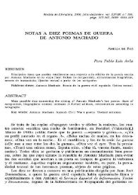 Portada:Notas a diez poemas de guerra de Antonio Machado / Amelia de Paz