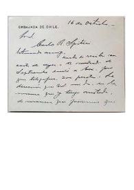 Más información sobre Tarjetón manuscrito de Germán Vergara Donoso a Carlos Spiteri. Madrid, 16 octubre 1941
