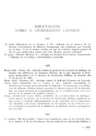 Portada:Bibliografía sobre D. Gumersindo Laverde / Dionisio Gamallo Fierros