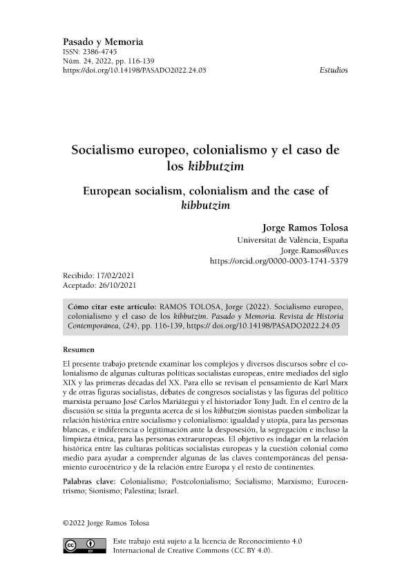 Socialismo europeo, colonialismo y el caso de los "kibbutzim" / Jorge Ramos Tolosa | Biblioteca Virtual Miguel de Cervantes