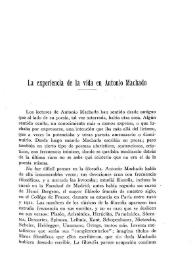 La experiencia de la vida en Antonio Machado / Julián Marías | Biblioteca Virtual Miguel de Cervantes