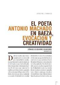 Portada:El poeta Antonio Machado en Baeza, evocación y creatividad / Dámaso Chicharro Chamorro