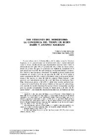 Portada:Dos versiones del modernismo: la conciencia del tiempo en Rubén Darío y Antonio Machado / Carlos Javier Morales