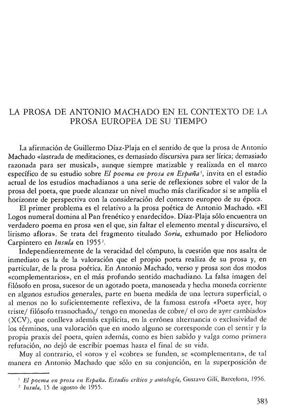 La prosa de Antonio Machado en el contexto de la prosa europea de su tiempo / Juan Paredes Núñez  | Biblioteca Virtual Miguel de Cervantes